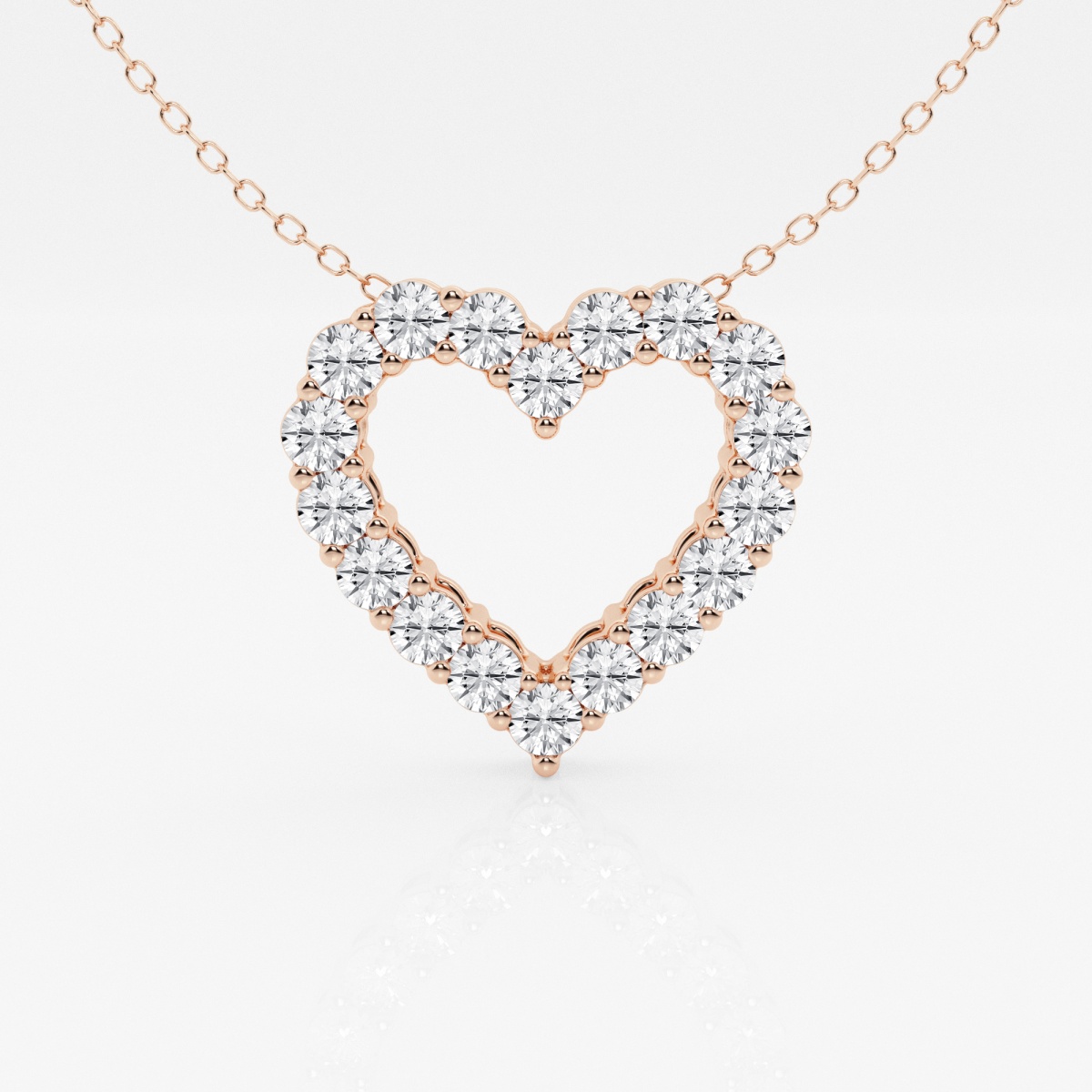 1 1/2 ctw Round Lab Grown Diamond Heart Pendant With Adjustable Chain
