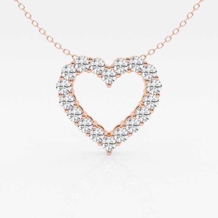 1 1/2 ctw Round Lab Grown Diamond Heart Pendant With Adjustable Chain