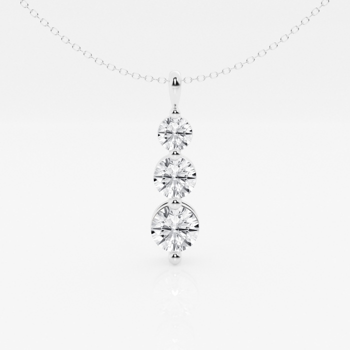 1 1/2 ctw Round Lab Grown Diamond Three-Stone Drop Fashion Pendant with Adjustable Chain