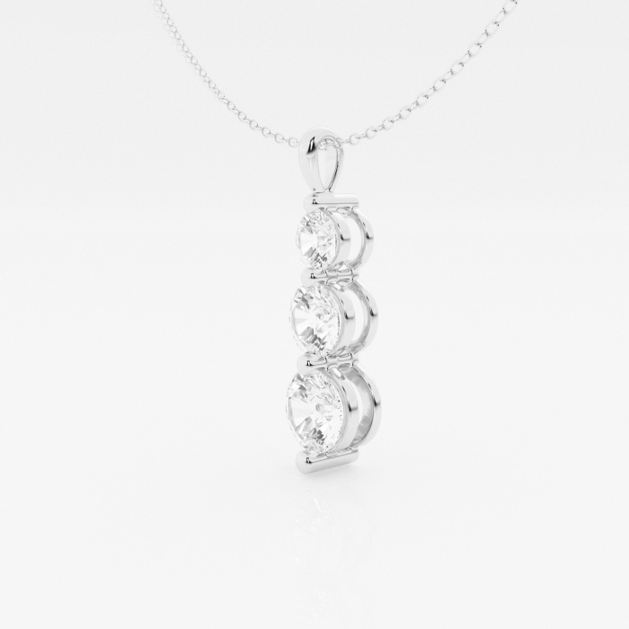 Additional Image 1 for  1 1/2 ctw Round Lab Grown Diamond Three-Stone Drop Fashion Pendant with Adjustable Chain