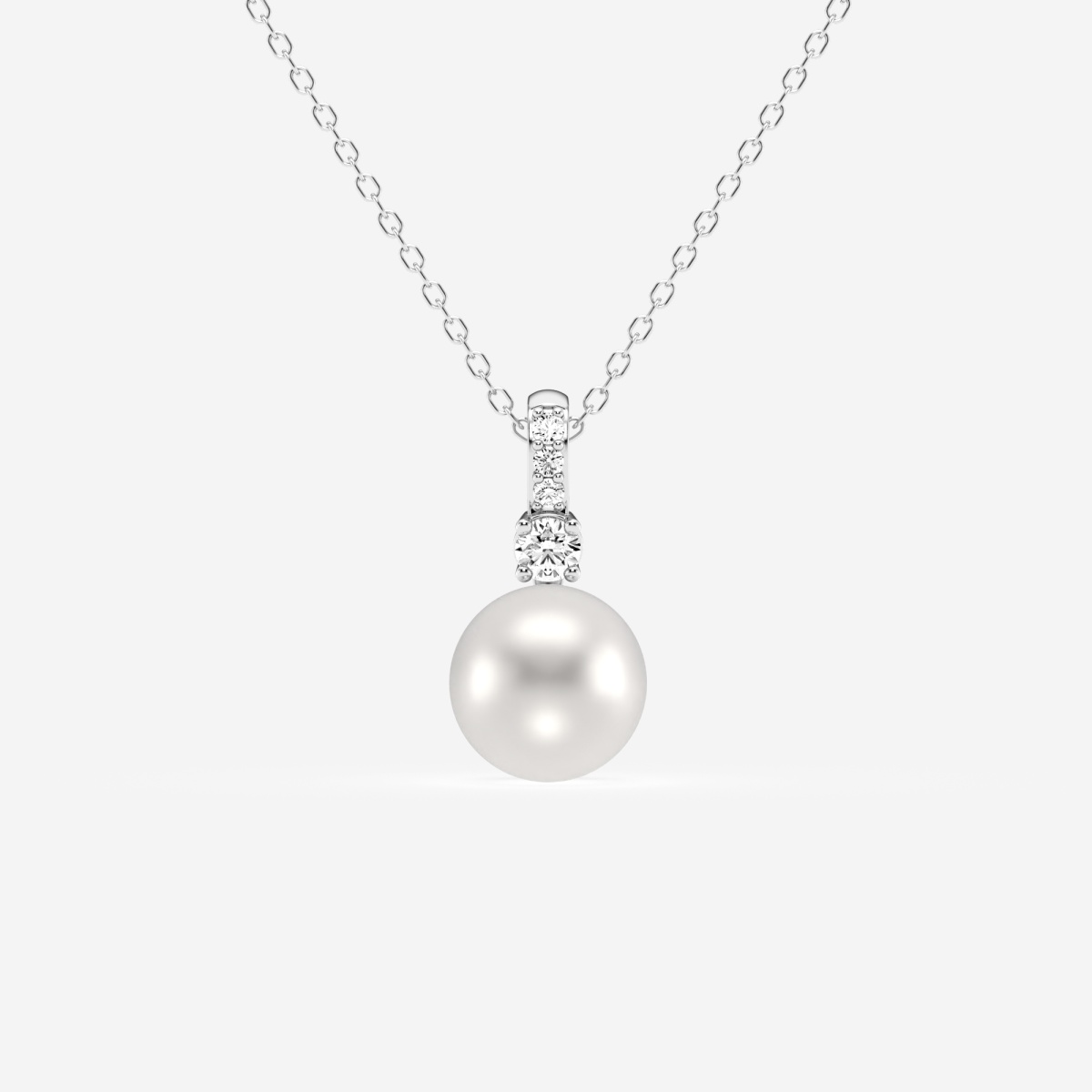 7.5 - 8.0 mm Cultured Freshwater Pearl and Lab Grown Diamond Accent Single Bail Fashion Pendant
