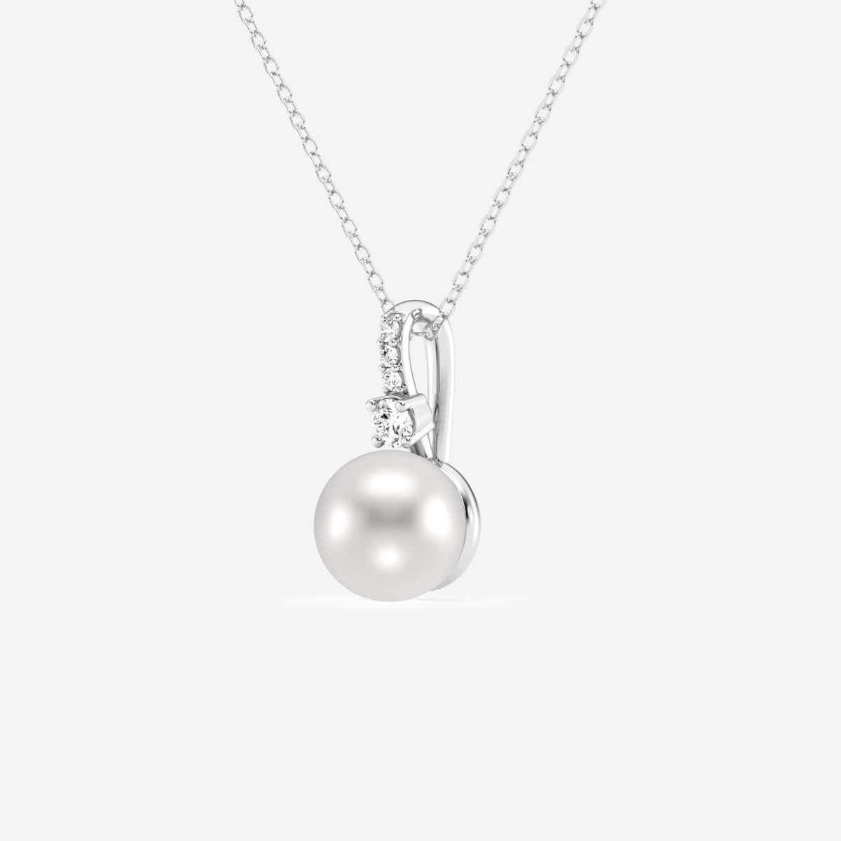 Additional Image 1 for  7.5 - 8.0 mm Cultured Freshwater Pearl and Lab Grown Diamond Accent Single Bail Fashion Pendant