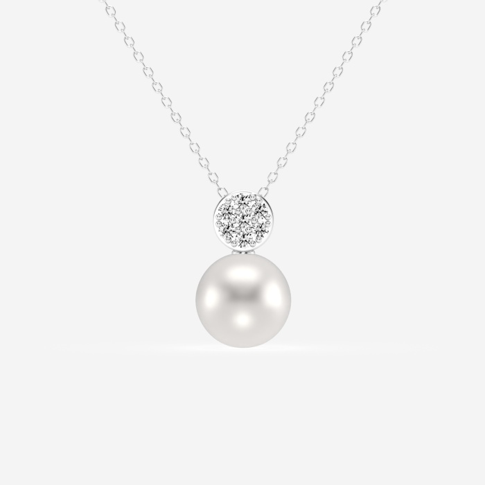 7.5 - 8.0 mm  Cultured Freshwater Pearl and 1/10 ctw Lab Grown Diamond  Fashion Pendant