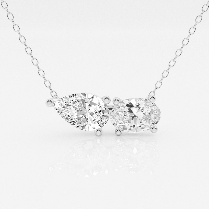 Design ID 1563 - 2 ctw Truly Custom Oval and Pear Lab Grown Diamond Two Stone Pendant with Adjustable Chain