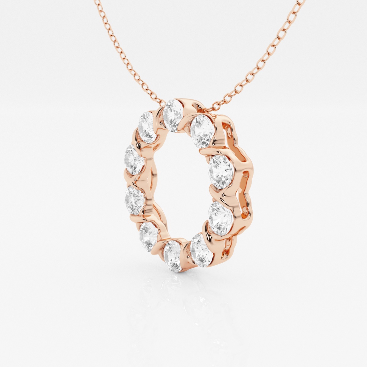 2 ctw Round Lab Grown Diamond Circle Fashion Pendant with Adjustable Chain