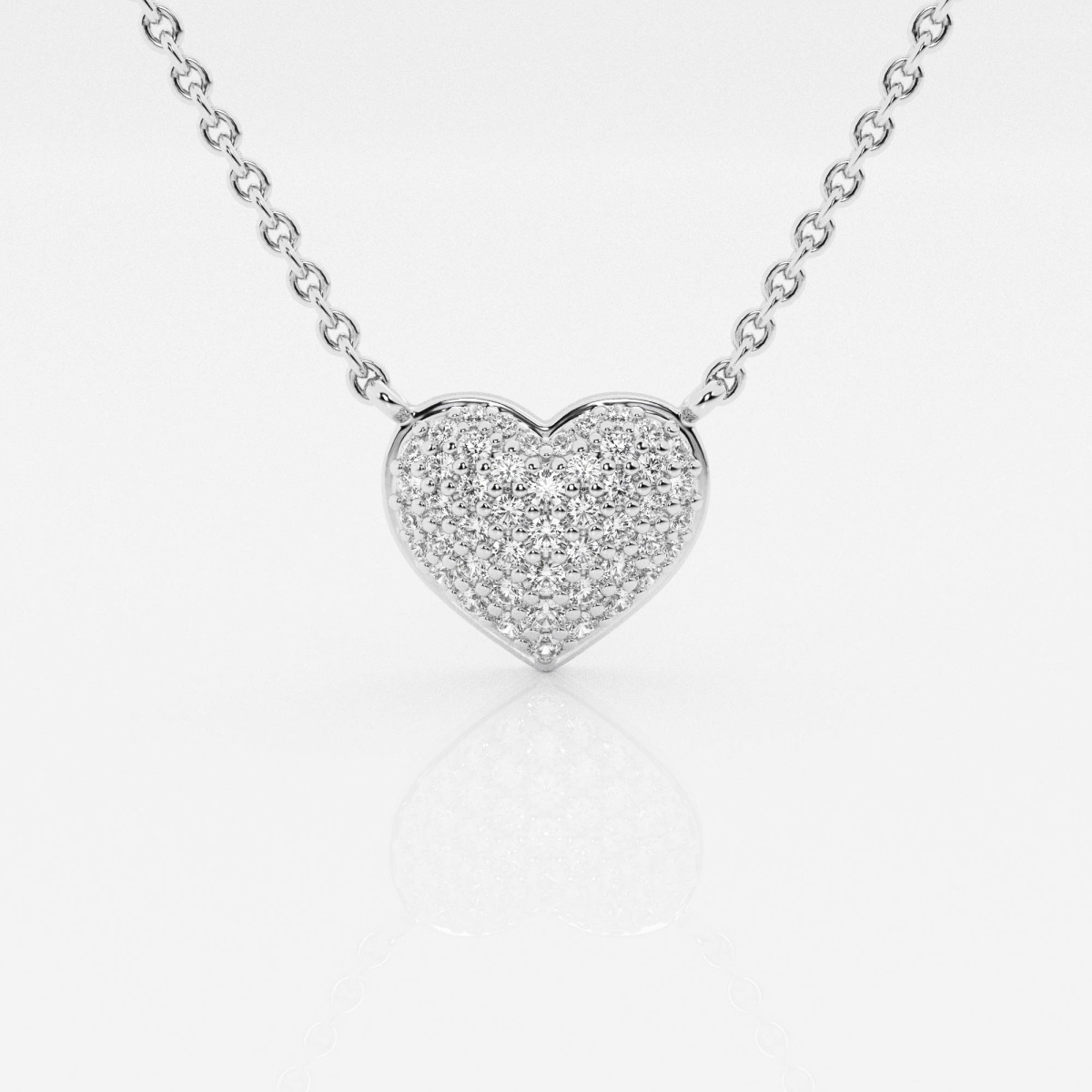 1/4 ctw Round Lab Grown Diamond Petite Pave Heart Pendant with Adjustable Chain