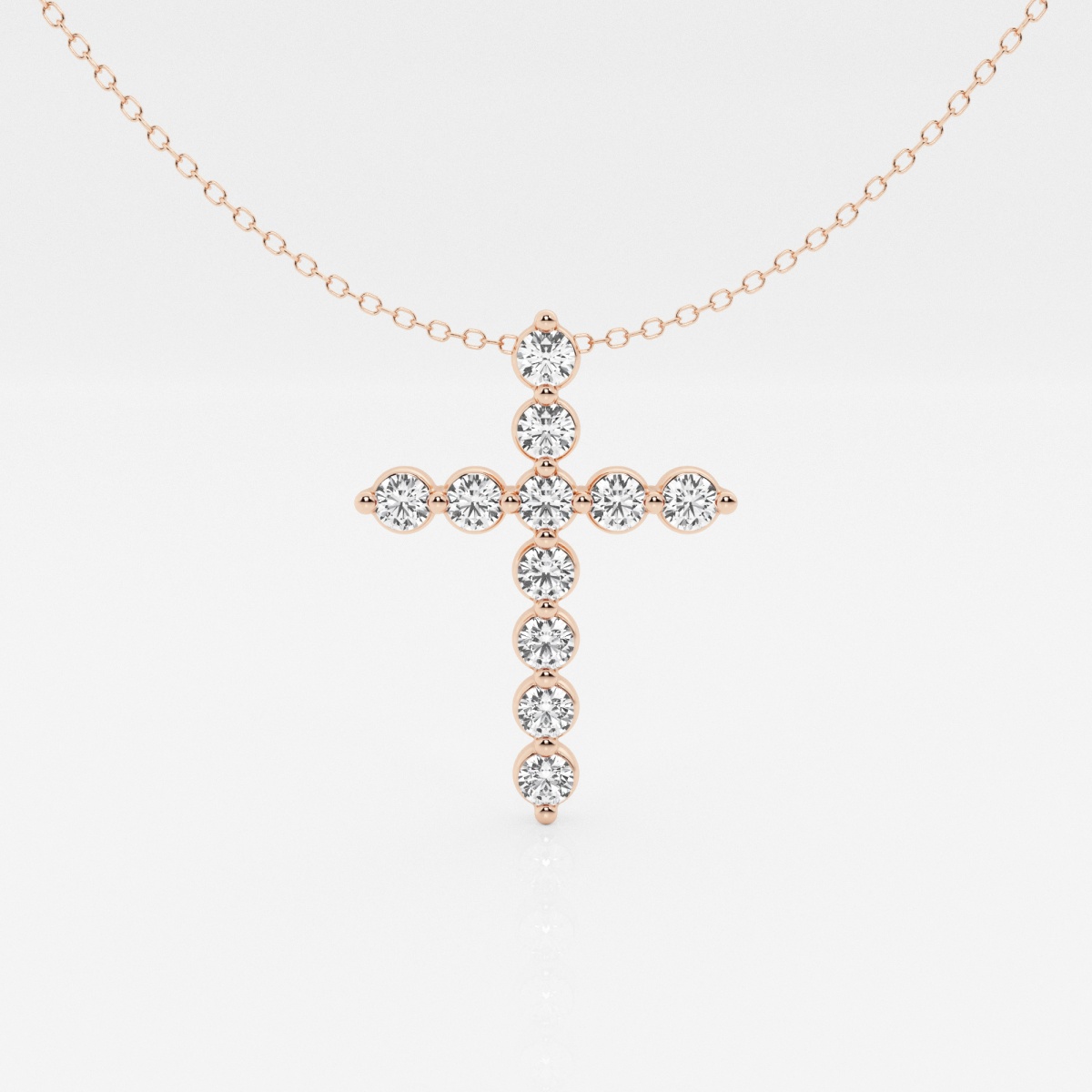 1 ctw Round Lab Grown Diamond Cross Pendant with Adjustable Chain