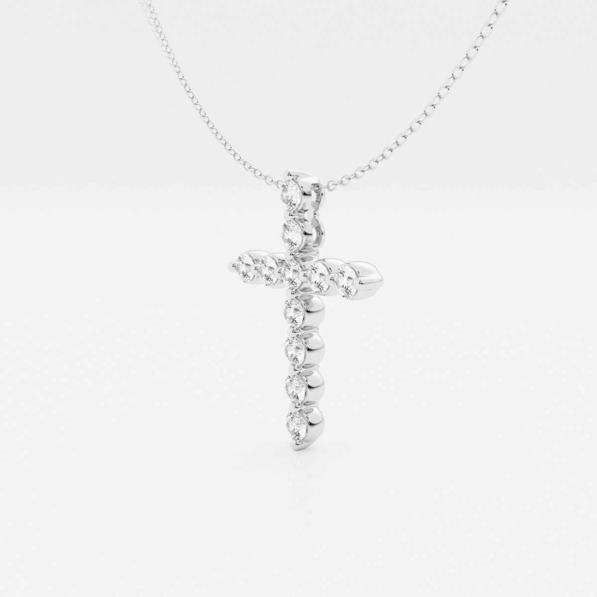 Additional Image 1 for  1 ctw Round Lab Grown Diamond Cross Pendant With Adjustable Chain