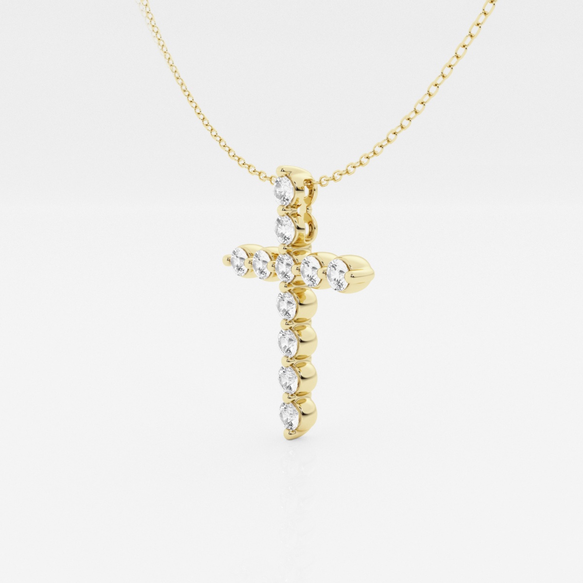 Additional Image 1 for  1 ctw Round Lab Grown Diamond Cross Pendant with Adjustable Chain