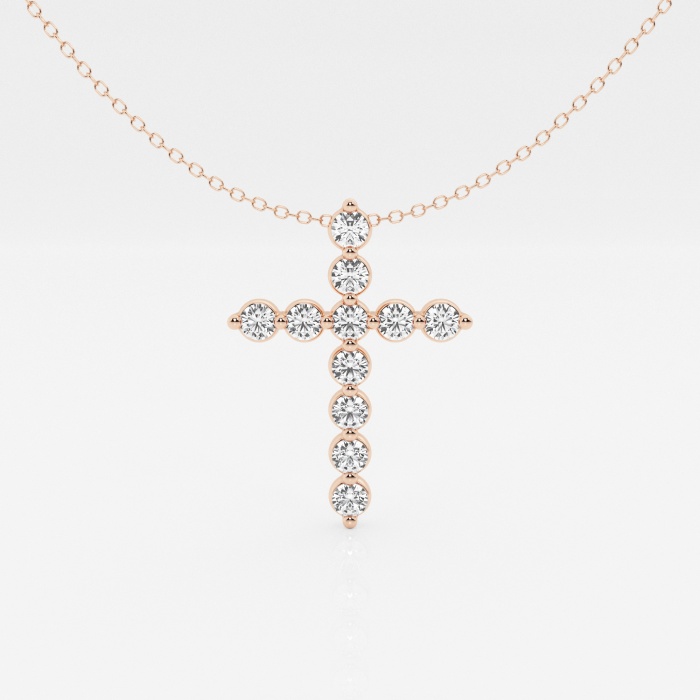 Additional Image 2 for  1 ctw Round Lab Grown Diamond Cross Pendant with Adjustable Chain