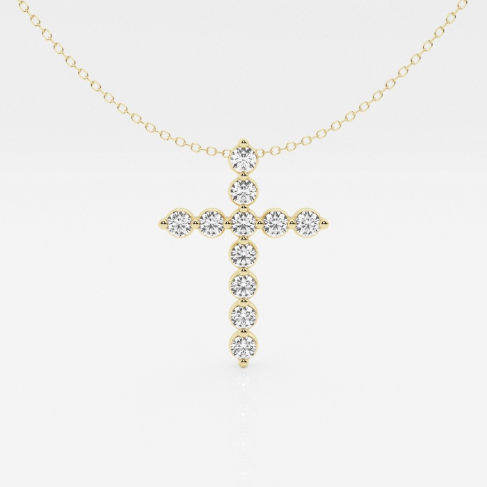 1 ctw Round Lab Grown Diamond Cross Pendant with Adjustable Chain