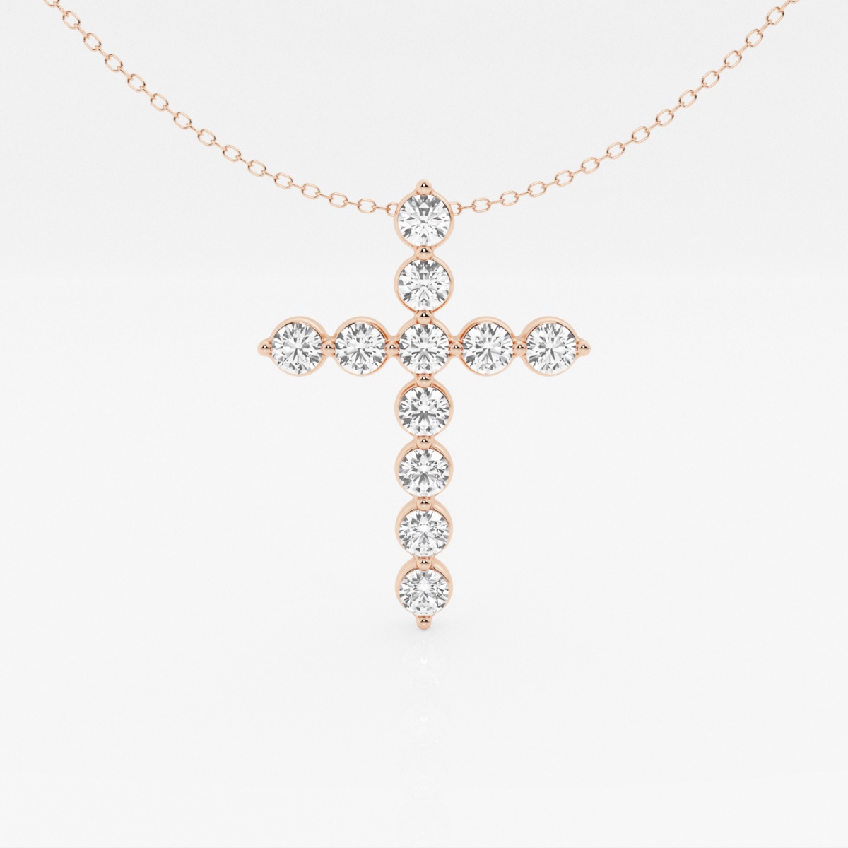 2 ctw Round Lab Grown Diamond Cross Pendant with Adjustable Chain