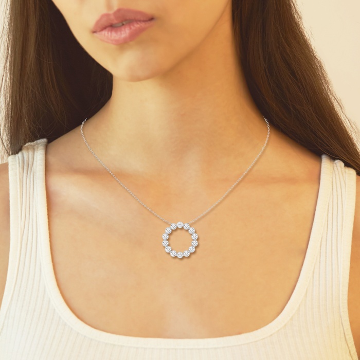 2 ctw Round Lab Grown Diamond Circle Fashion Pendant with Adjustable Chain