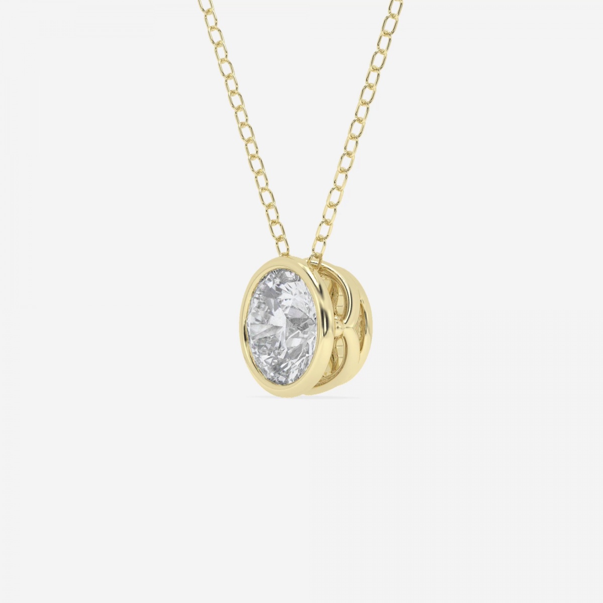 Additional Image 1 for  1 ctw Round Lab Grown Diamond Bezel Set Solitaire Pendant with Adjustable Chain