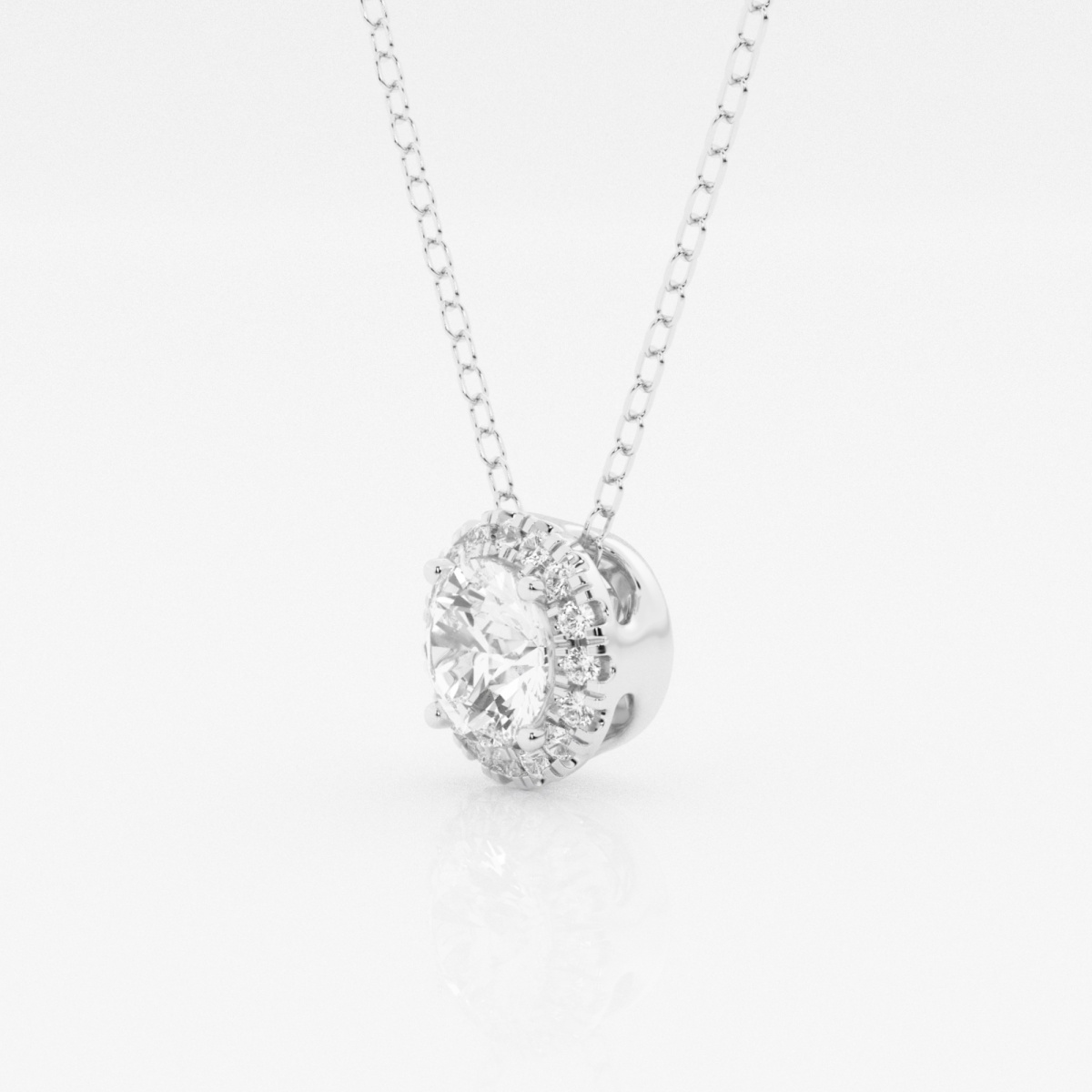 Additional Image 1 for  5/8 ctw Round Lab Grown Diamond Halo Pendant with Adjustable Chain