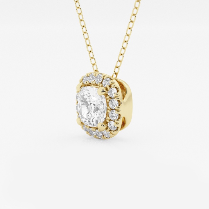 1 1/5 ctw Cushion Lab Grown Diamond Halo Pendant with Adjustable Chain
