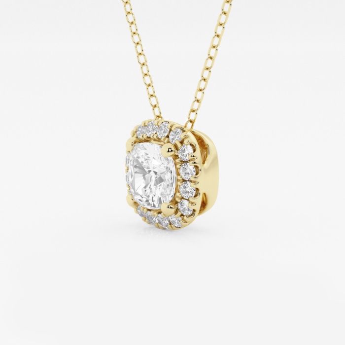 Additional Image 1 for  1 1/5 ctw Cushion Lab Grown Diamond Halo Pendant with Adjustable Chain