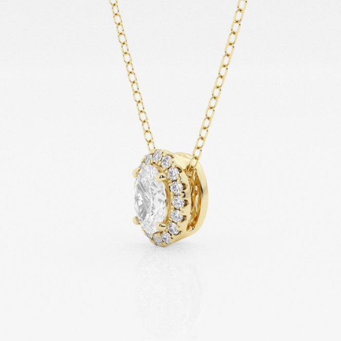 Additional Image 1 for  5/8 ctw Oval Lab Grown Diamond Halo Pendant with Adjustable Chain