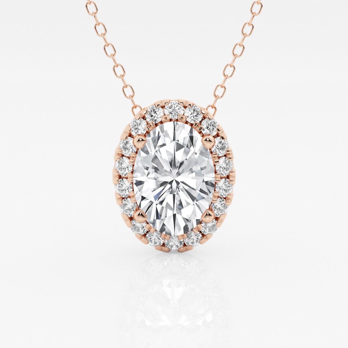 product video for 2 1/3 ctw Oval Lab Grown Diamond Halo Pendant with Adjustable Chain