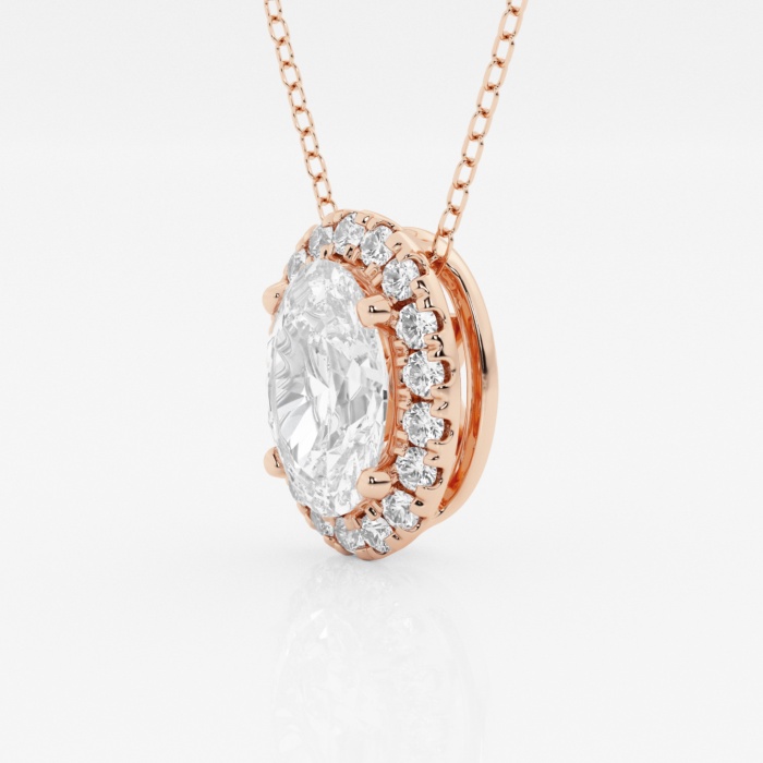 Additional Image 1 for  2 1/3 ctw Oval Lab Grown Diamond Halo Pendant with Adjustable Chain