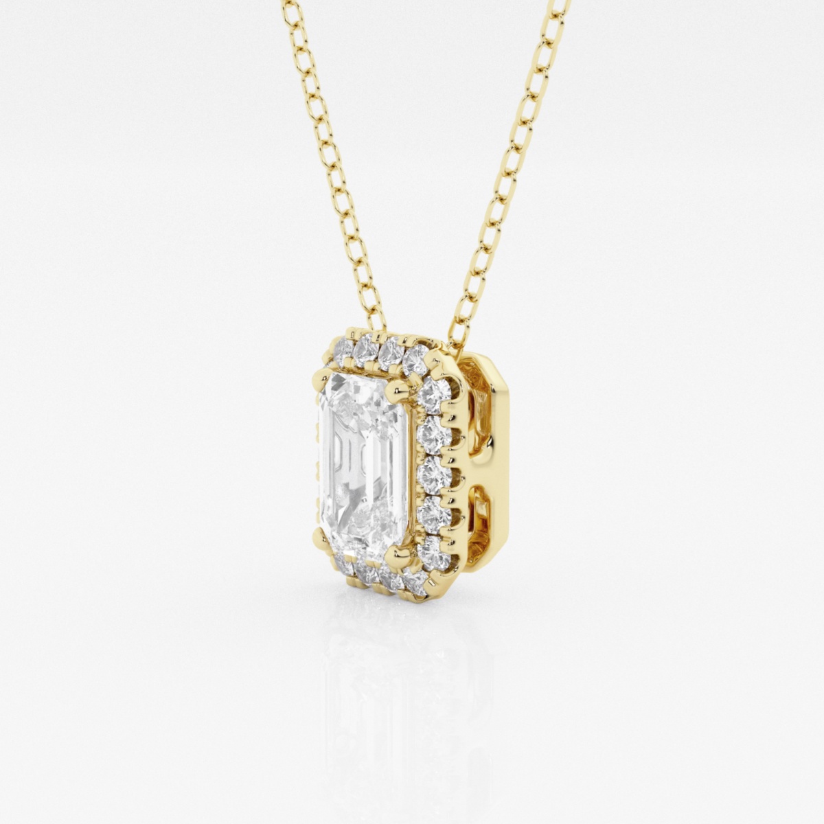 Additional Image 1 for  1 1/6 ctw Emerald Lab Grown Diamond Halo Pendant with Adjustable Chain