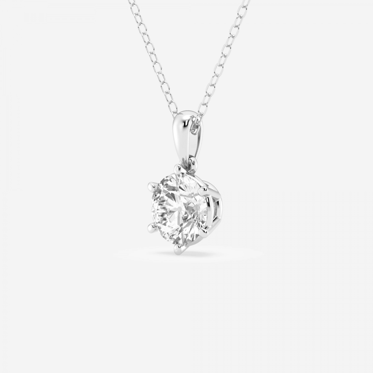 1 ctw Round Lab Grown Diamond Six-Prong Solitaire Pendant with Adjustable Chain
