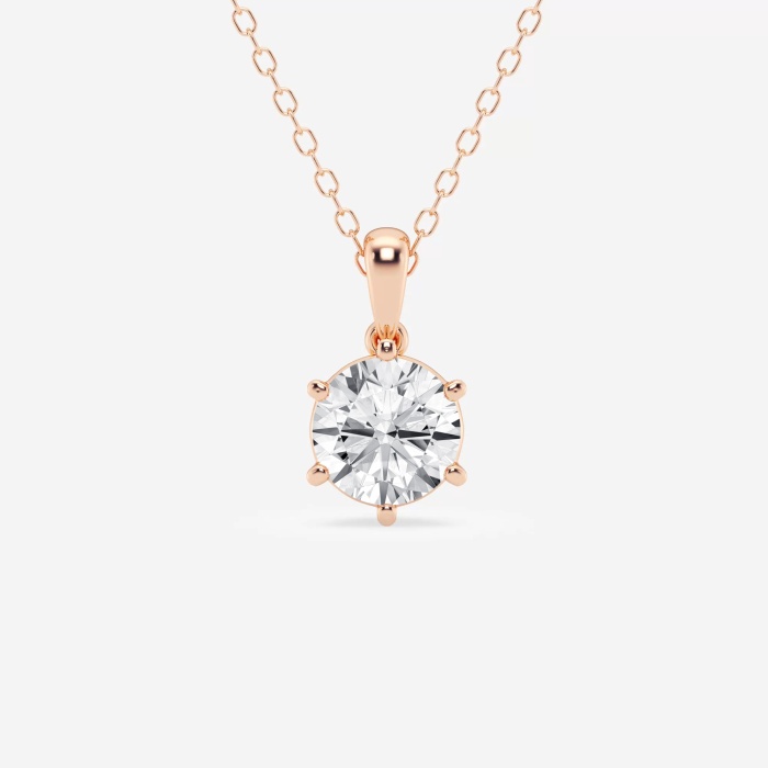 1 ctw Round Lab Grown Diamond Six Prong Solitaire Pendant with Adjustable Chain