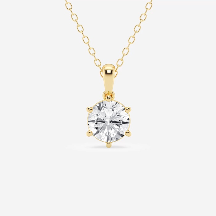 1 ctw Round Lab Grown Diamond Six-Prong Solitaire Pendant with Adjustable Chain