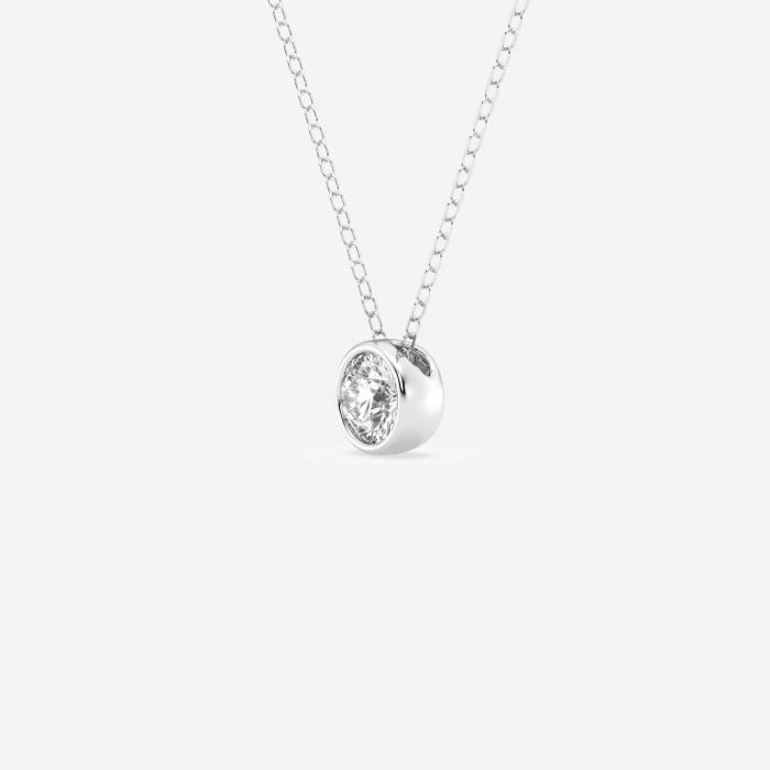 Additional Image 1 for  1/2 ctw Round Lab Grown Diamond Bezel Set Solitaire Pendant with Adjustable Chain