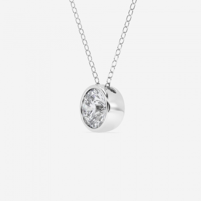 Additional Image 1 for  1 ctw Round Lab Grown Diamond Bezel Set Solitaire Pendant with Adjustable Chain