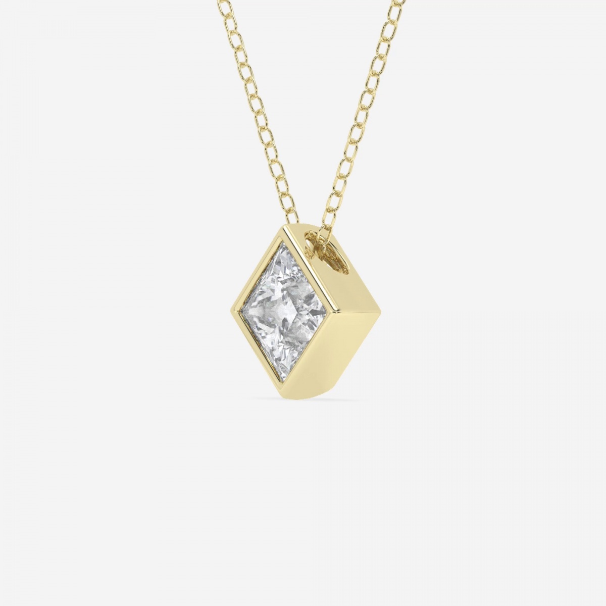 1 ctw Princess Lab Grown Diamond Bezel Set Solitaire Pendant with Adjustable Chain