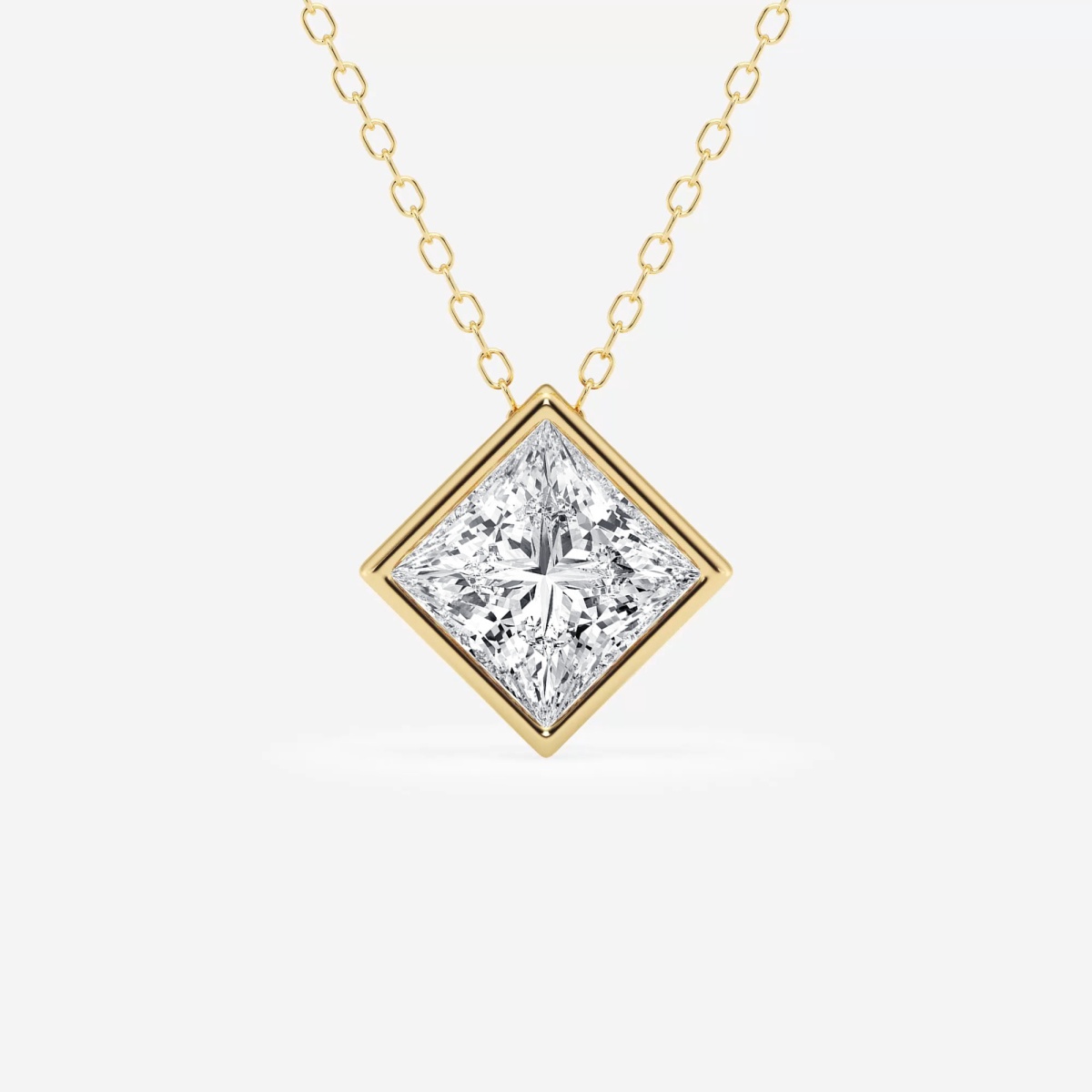 2 ctw Princess Lab Grown Diamond Bezel Set Solitaire Pendant with Adjustable Chain