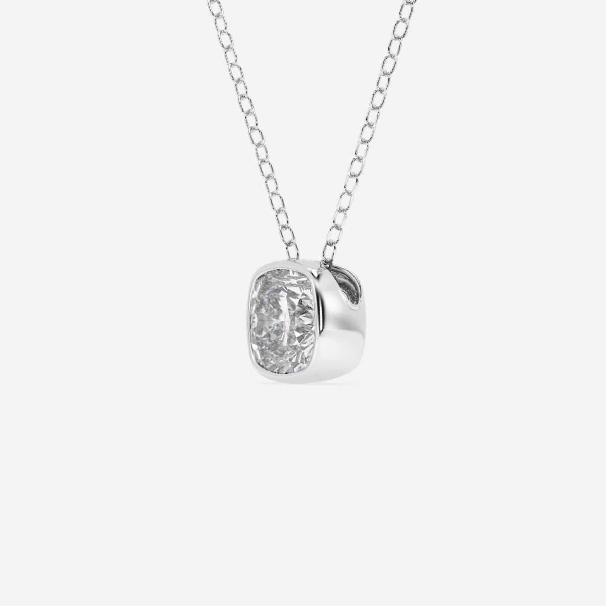 Additional Image 1 for  1 ctw Cushion Lab Grown Diamond Bezel Set Solitaire Pendant with Adjustable Chain
