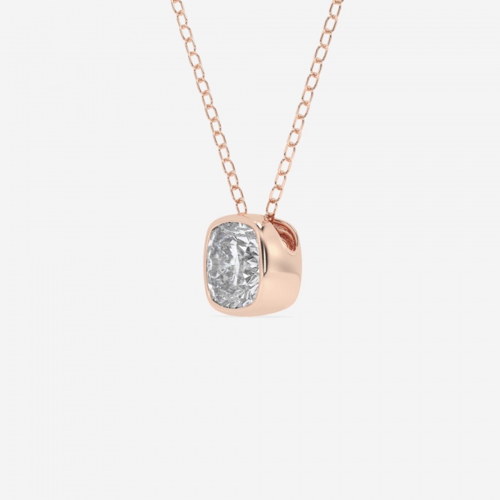 Additional Image 1 for  1 ctw Cushion Lab Grown Diamond Bezel Set Solitaire Pendant with Adjustable Chain