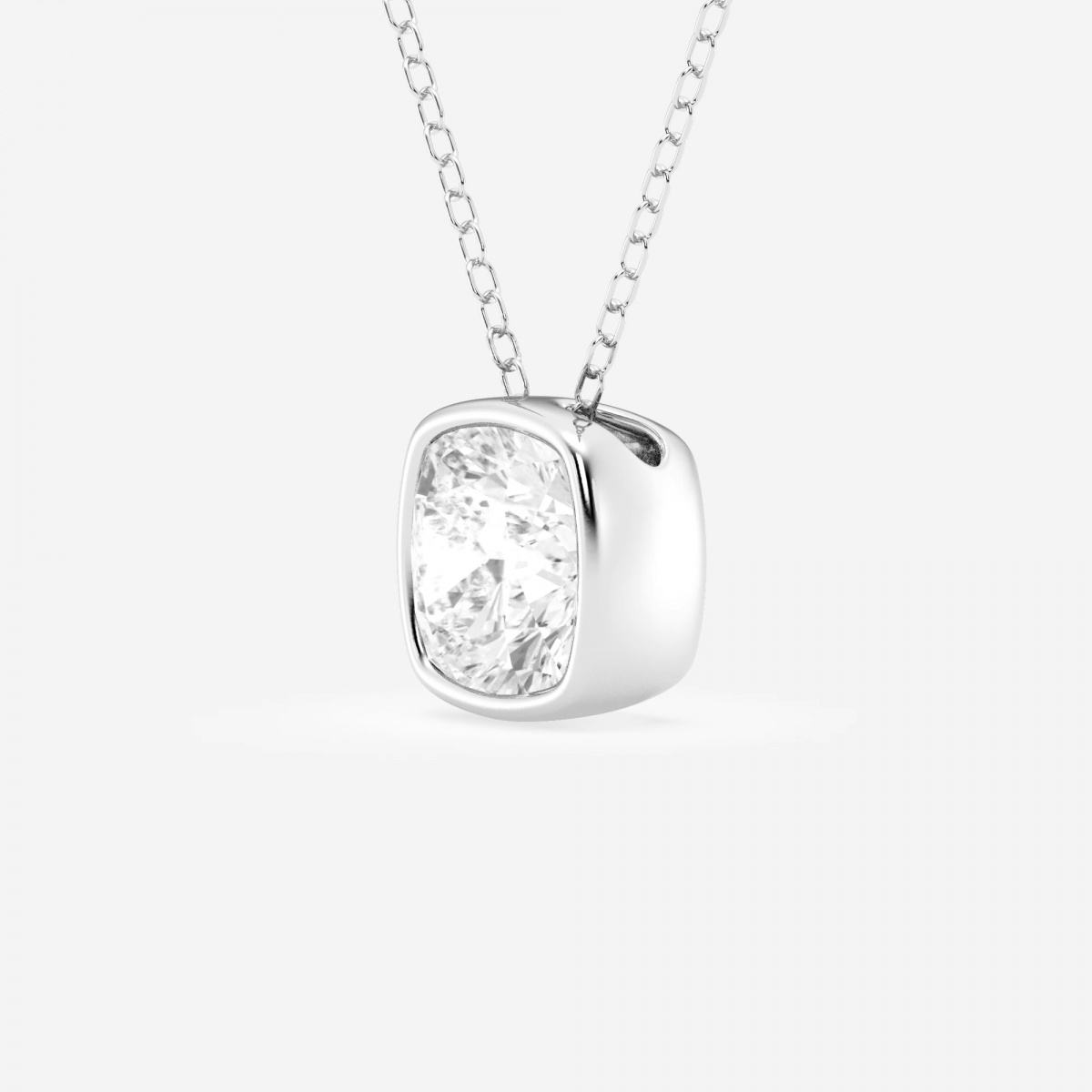 Additional Image 1 for  2 ctw Cushion Lab Grown Diamond Bezel Set Solitaire Pendant with Adjustable Chain