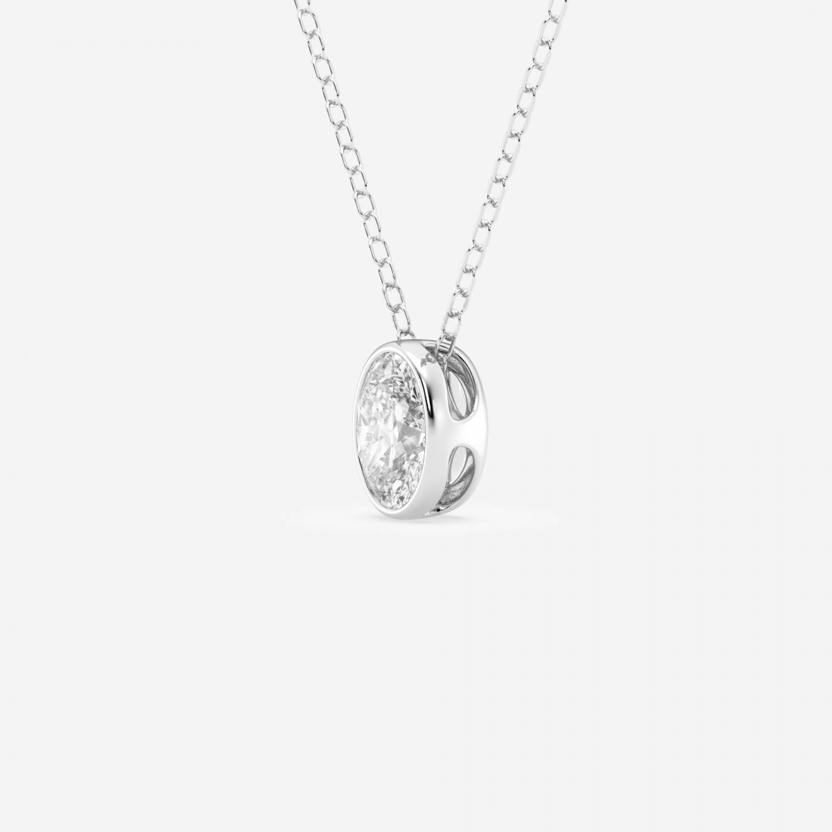Additional Image 1 for  1/2 ctw Oval Lab Grown Diamond Bezel Set Solitaire Pendant with Adjustable Chain