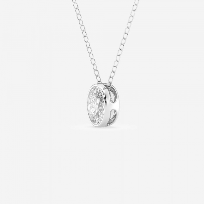 Additional Image 1 for  1/2 ctw Oval Lab Grown Diamond Bezel Set Solitaire Pendant with Adjustable Chain