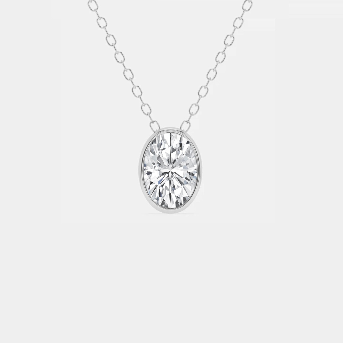 product video for 1 ctw Oval Lab Grown Diamond Bezel Set Solitaire Pendant with Adjustable Chain