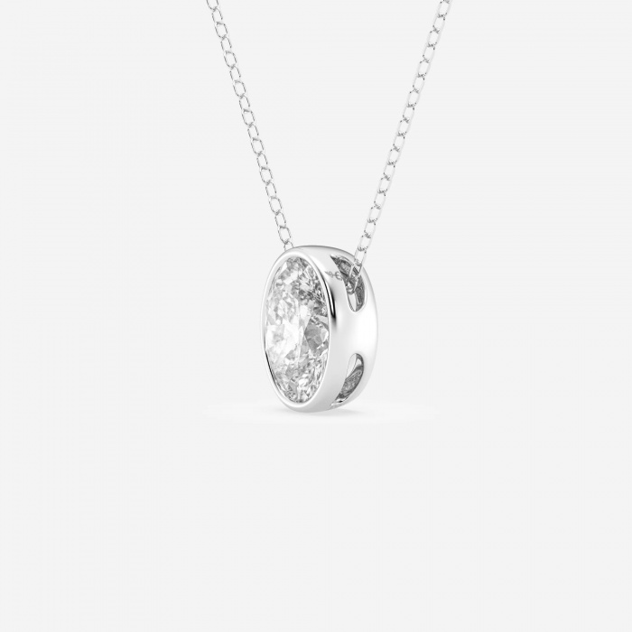 Additional Image 1 for  1 1/2 ctw Oval Lab Grown Diamond Bezel Set Solitaire Pendant with Adjustable Chain