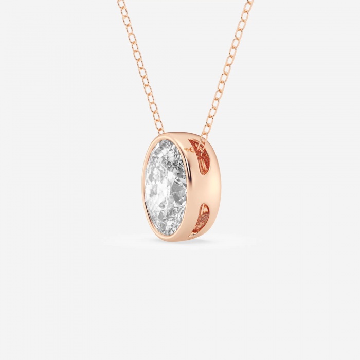 Additional Image 1 for  2 ctw Oval Lab Grown Diamond Bezel Set Solitaire Pendant with Adjustable Chain