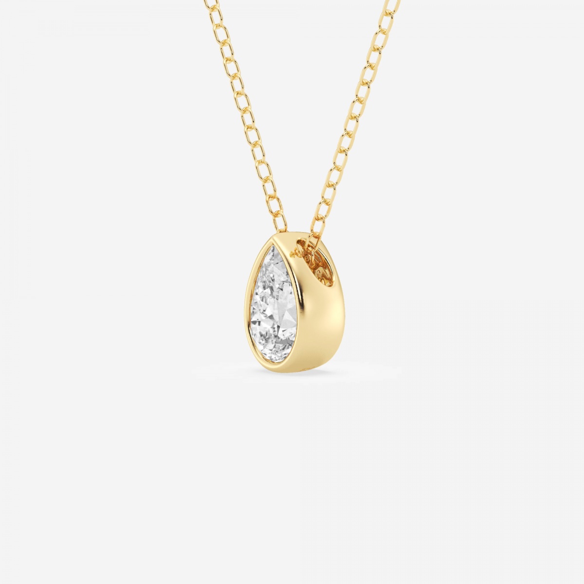 Additional Image 1 for  1/2 ctw Pear Lab Grown Diamond Bezel Set Solitaire Pendant with Adjustable Chain