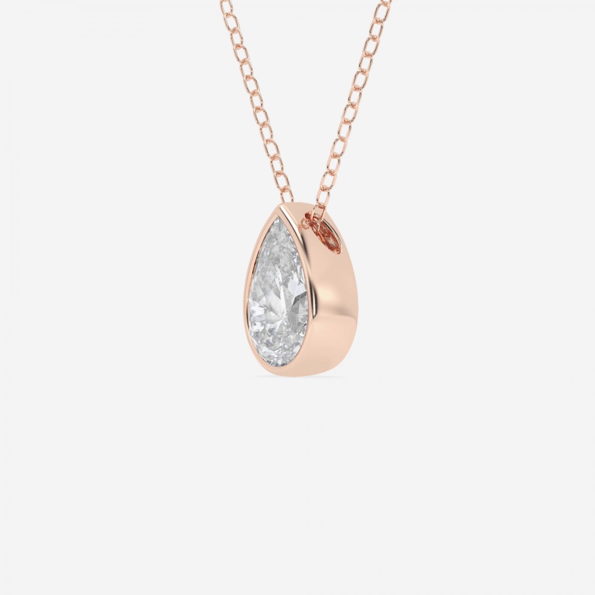Additional Image 1 for  1 ctw Pear Lab Grown Diamond Bezel Set Solitaire Pendant with Adjustable Chain