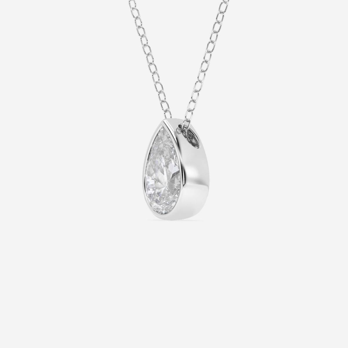 Additional Image 1 for  1 ctw Pear Lab Grown Diamond Bezel Set Solitaire Pendant with Adjustable Chain