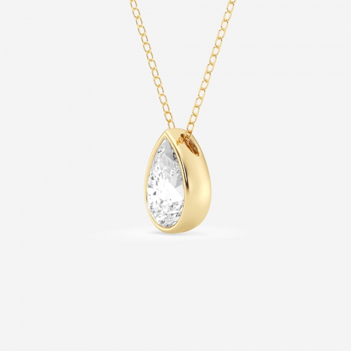 Additional Image 1 for  1 1/2 ctw Pear Lab Grown Diamond Bezel Set Solitaire Pendant with Adjustable Chain
