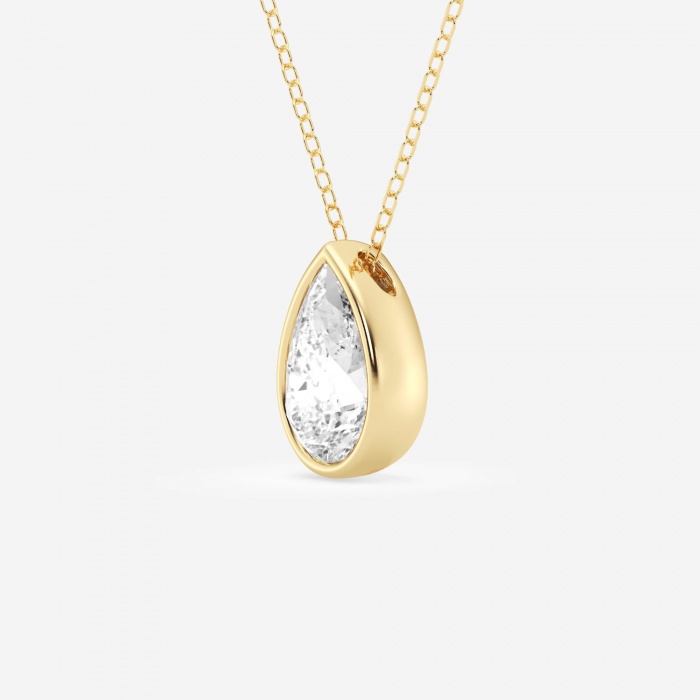 Additional Image 1 for  2 ctw Pear Lab Grown Diamond Bezel Set Solitaire Pendant with Adjustable Chain