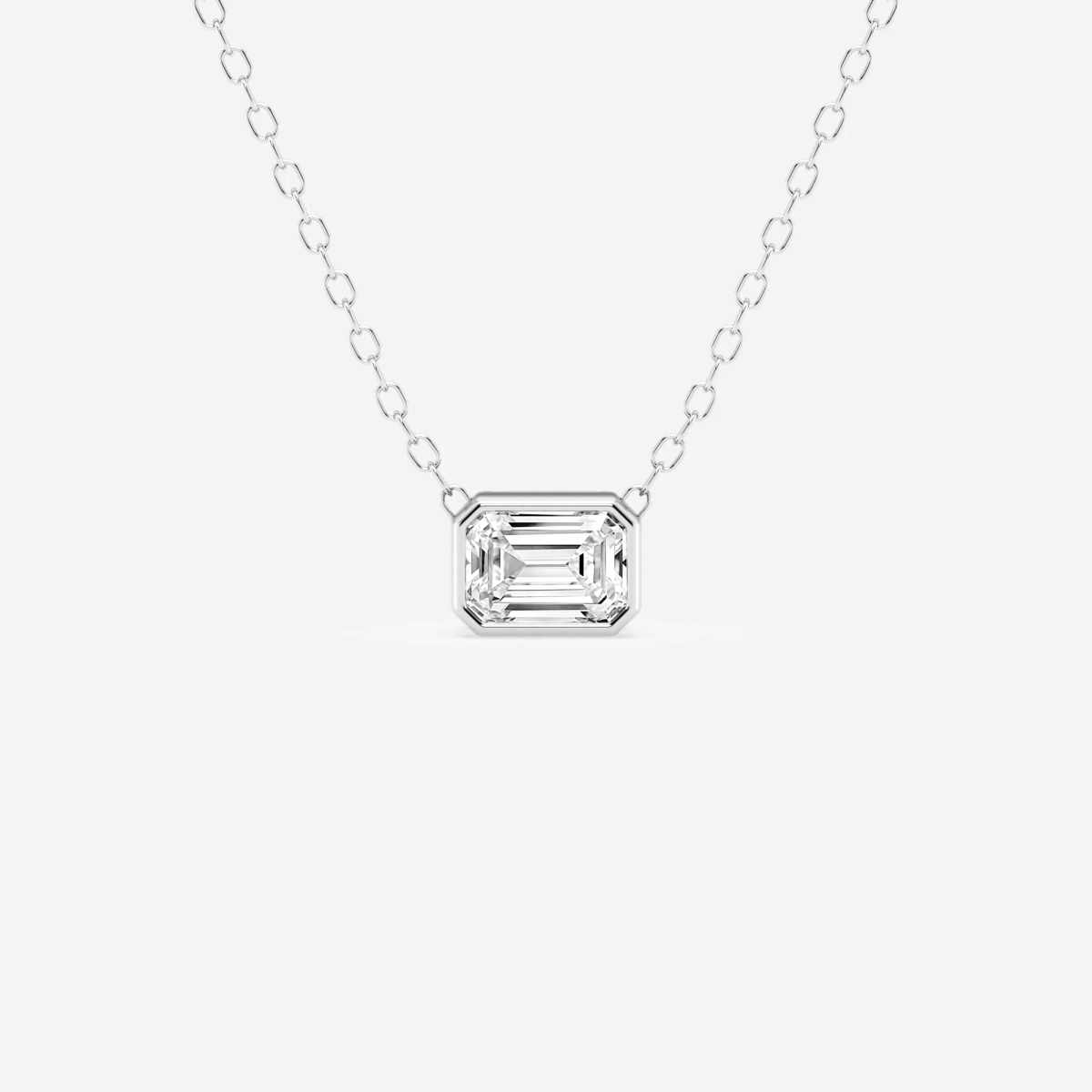product video for 1/2 ctw Emerald Lab Grown Diamond East West Bezel Set Solitaire Pendant with Adjustable Chain
