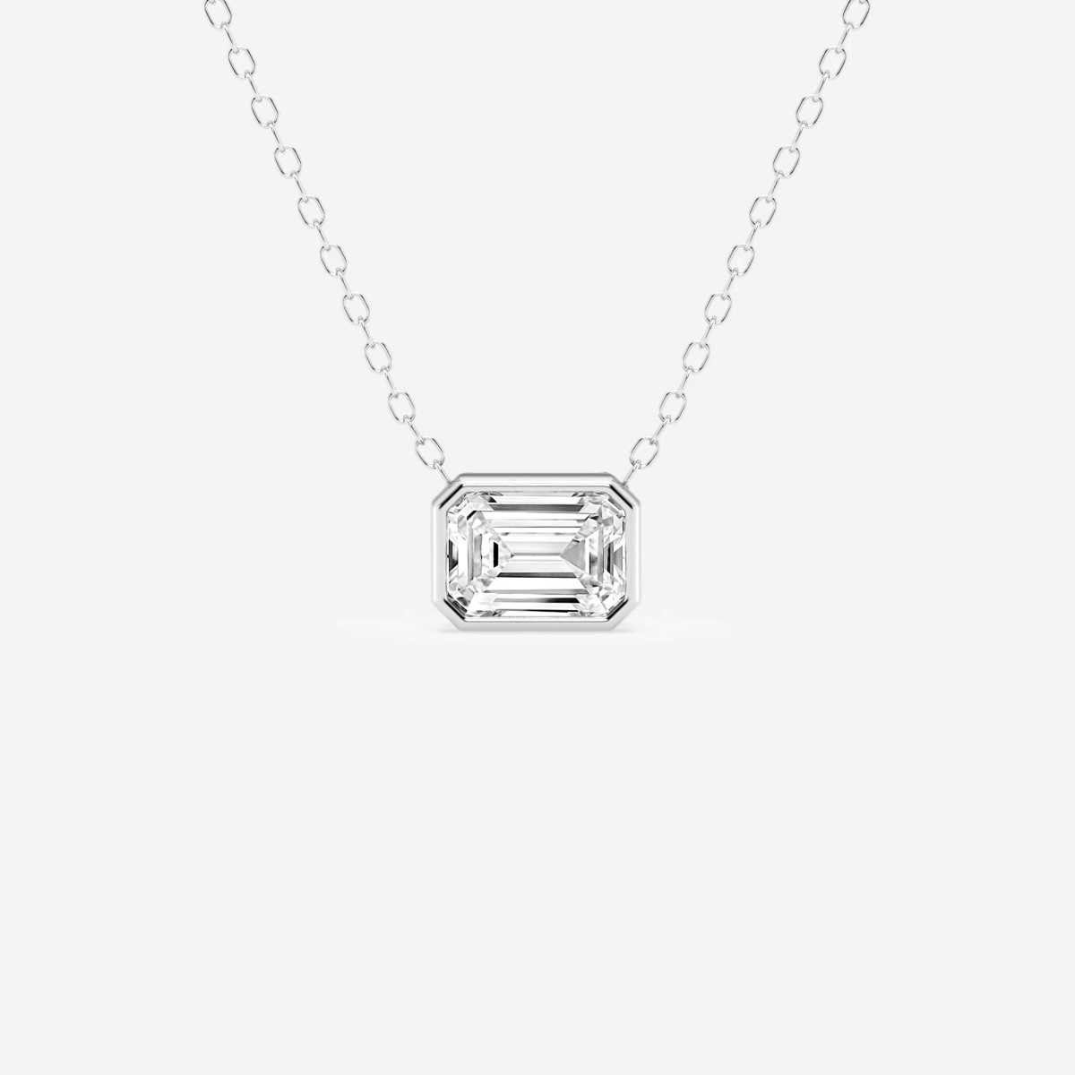 product video for 1 ctw Emerald Lab Grown Diamond East West Bezel Set Solitaire Pendant with Adjustable Chain