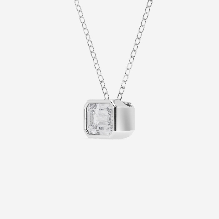 Additional Image 1 for  1 ctw Emerald Lab Grown Diamond East West Bezel Set Solitaire Pendant with Adjustable Chain
