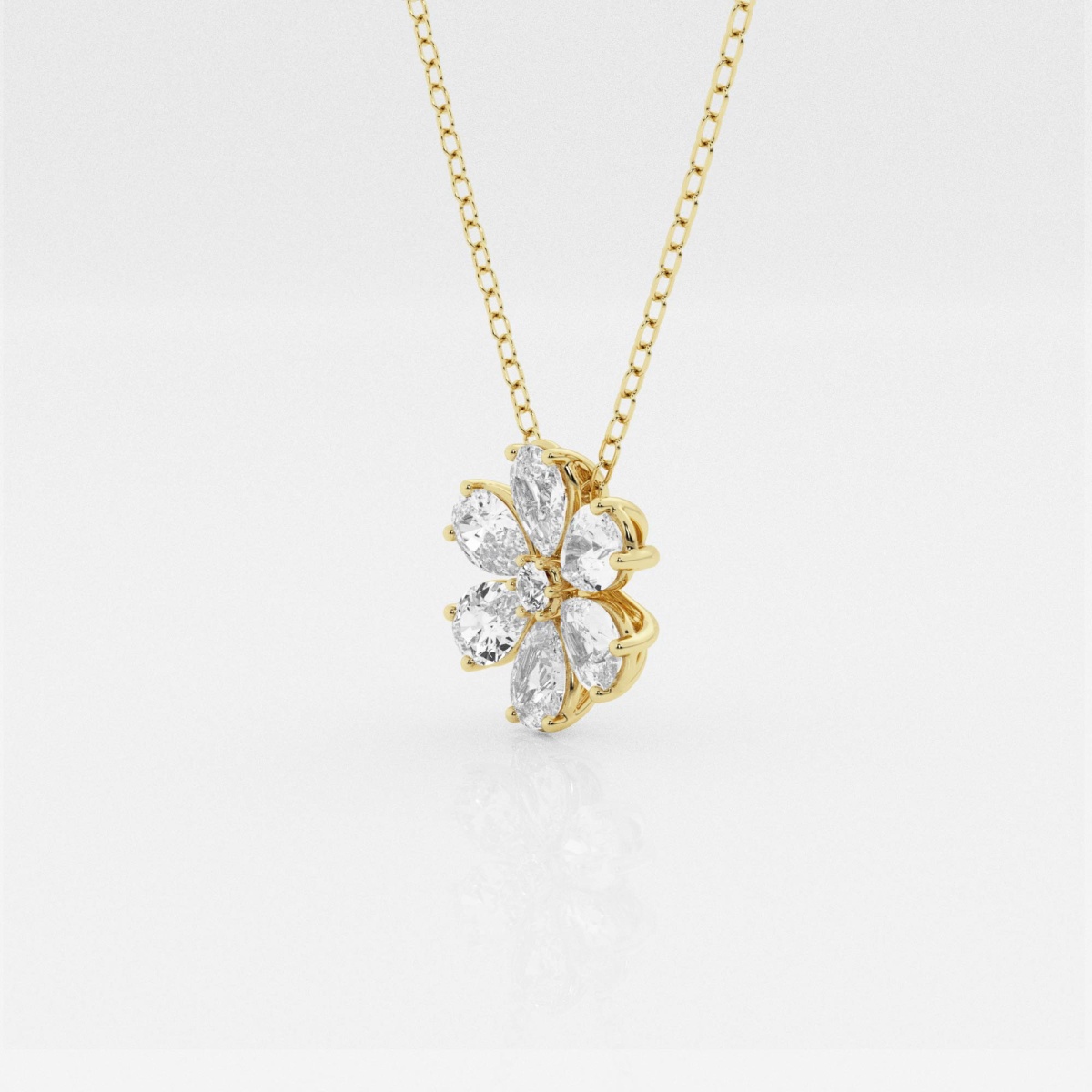 Additional Image 1 for  Badgley Mischka 7/8 ctw Pear and Round Lab Grown Diamond Flower Fashion Pendant with Adjustable Chain