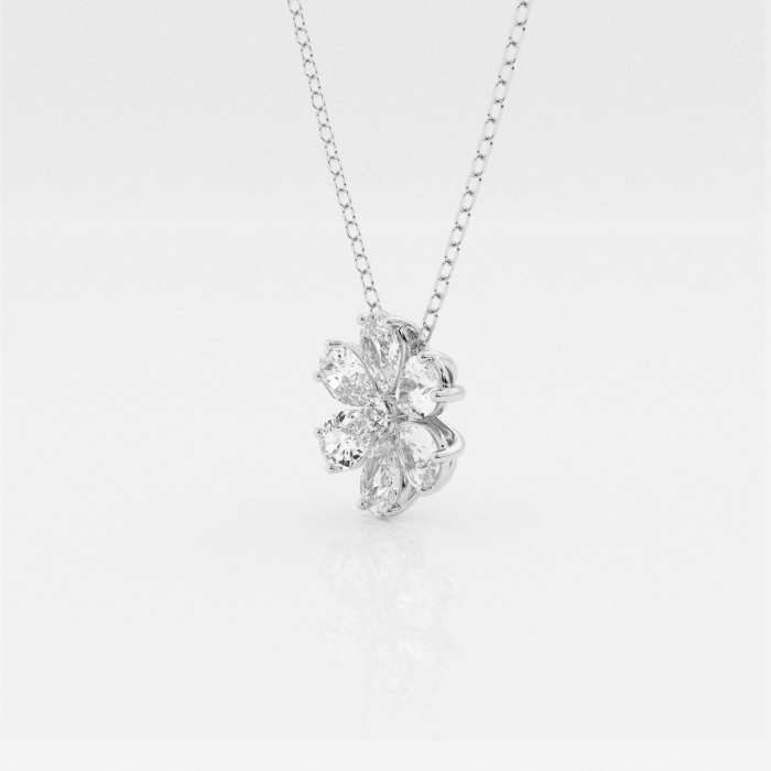 Badgley Mischka 7/8 ctw Pear and Round Lab Grown Diamond Flower Fashion Pendant with Adjustable Chain